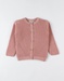 Organic ribbed knitted cardigan, pink