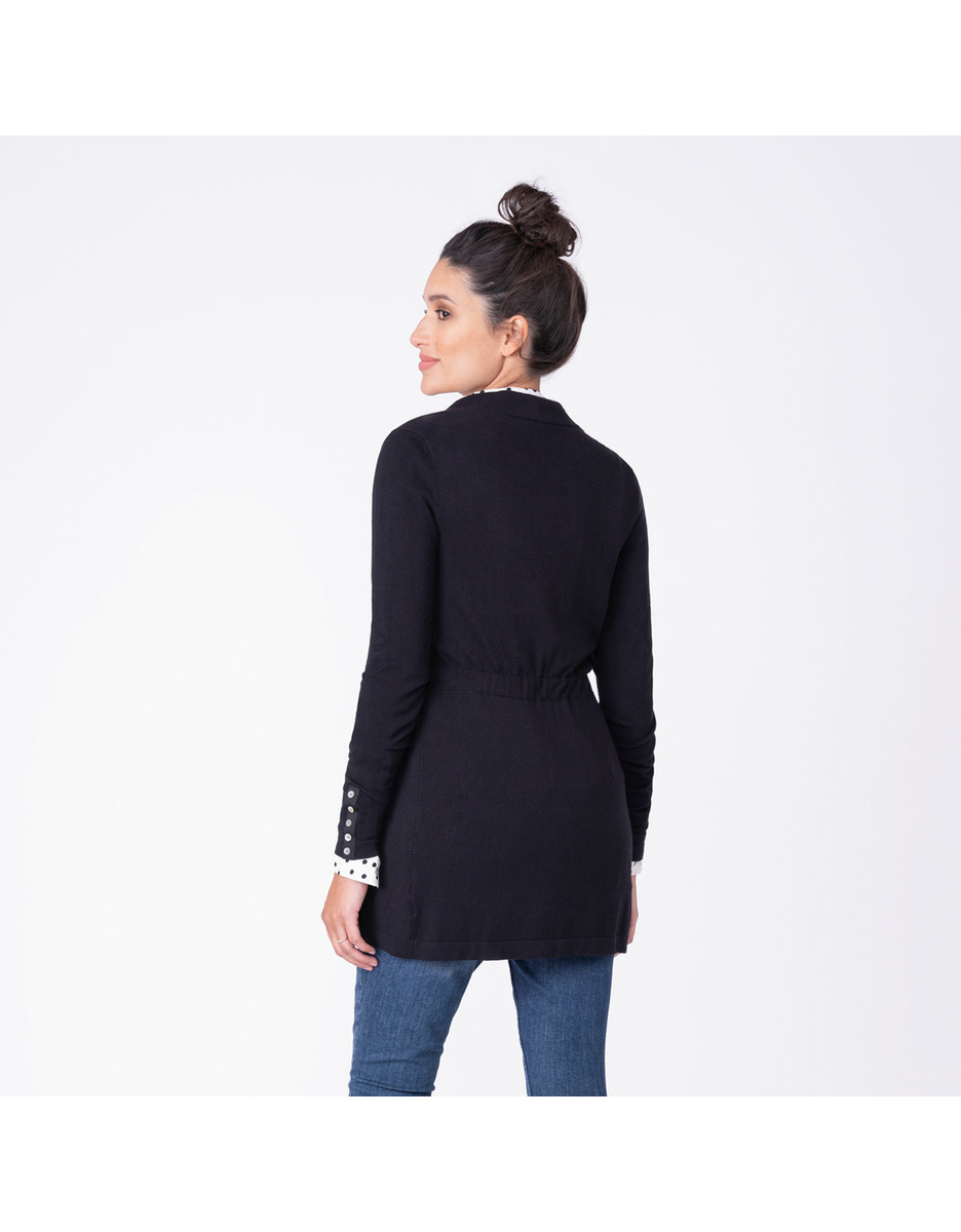 Black Empire Belt Maternity Cardigan
