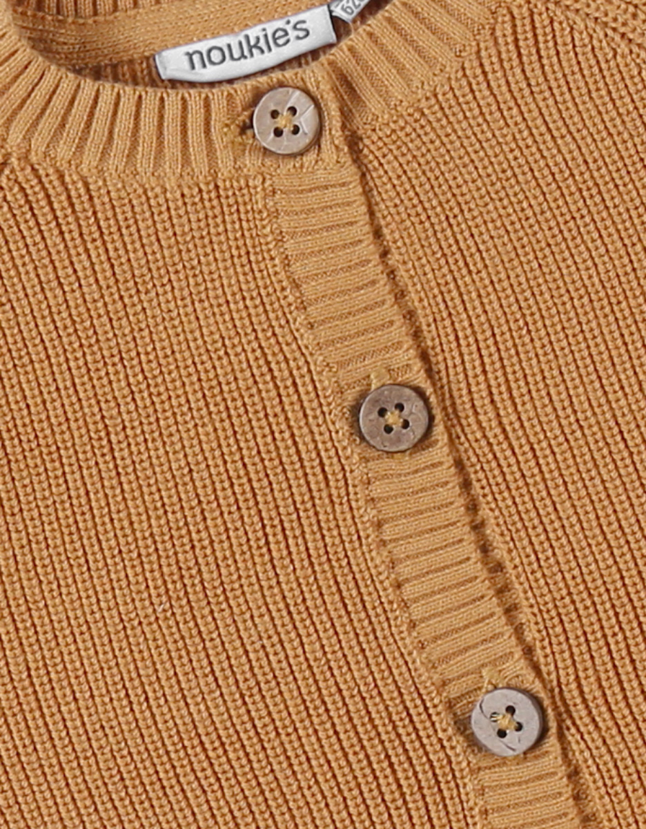 Fine knitted cardigan, ochre
