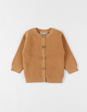 Fine knitted cardigan, ochre