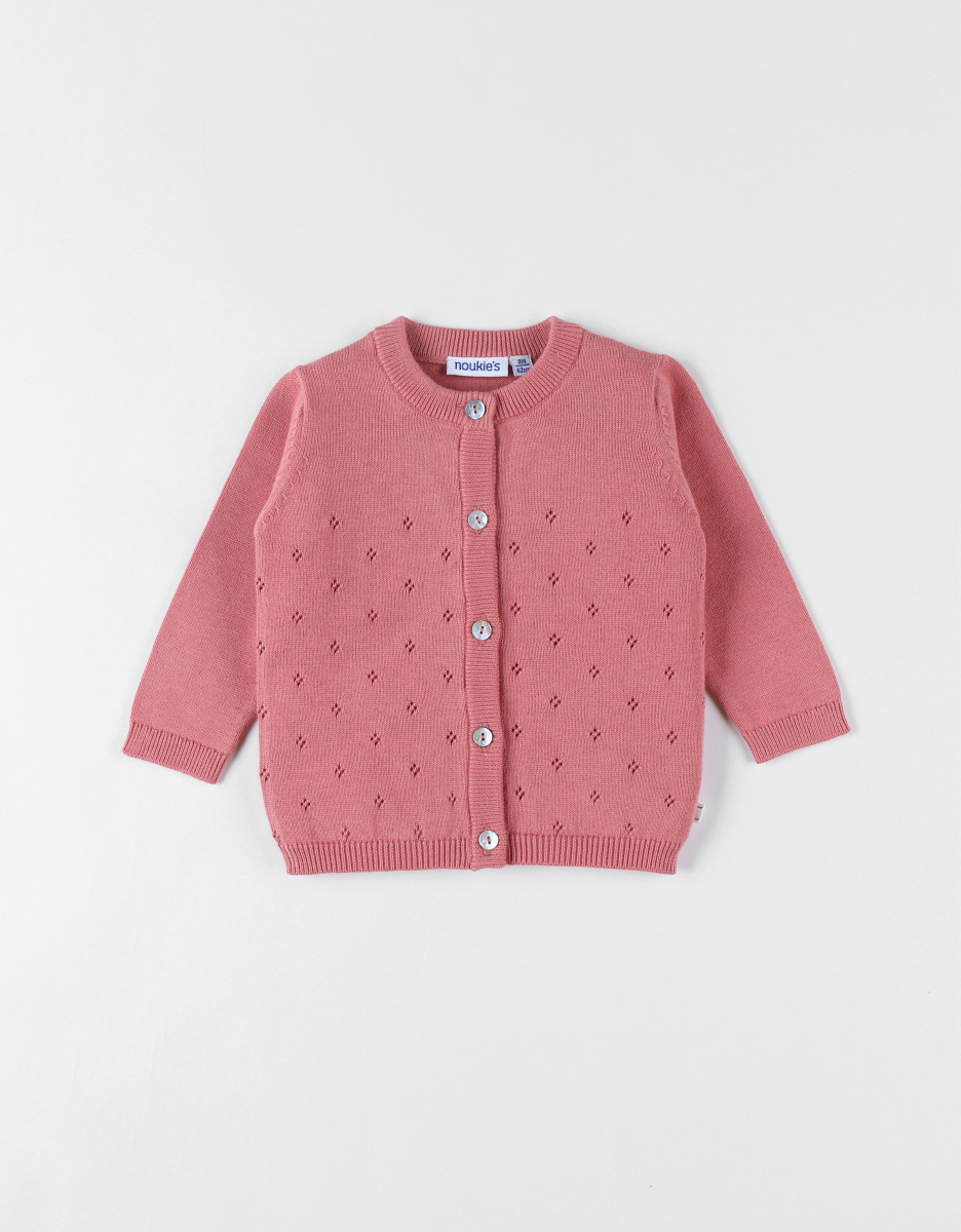 Fijn gebreide cardigan, blush