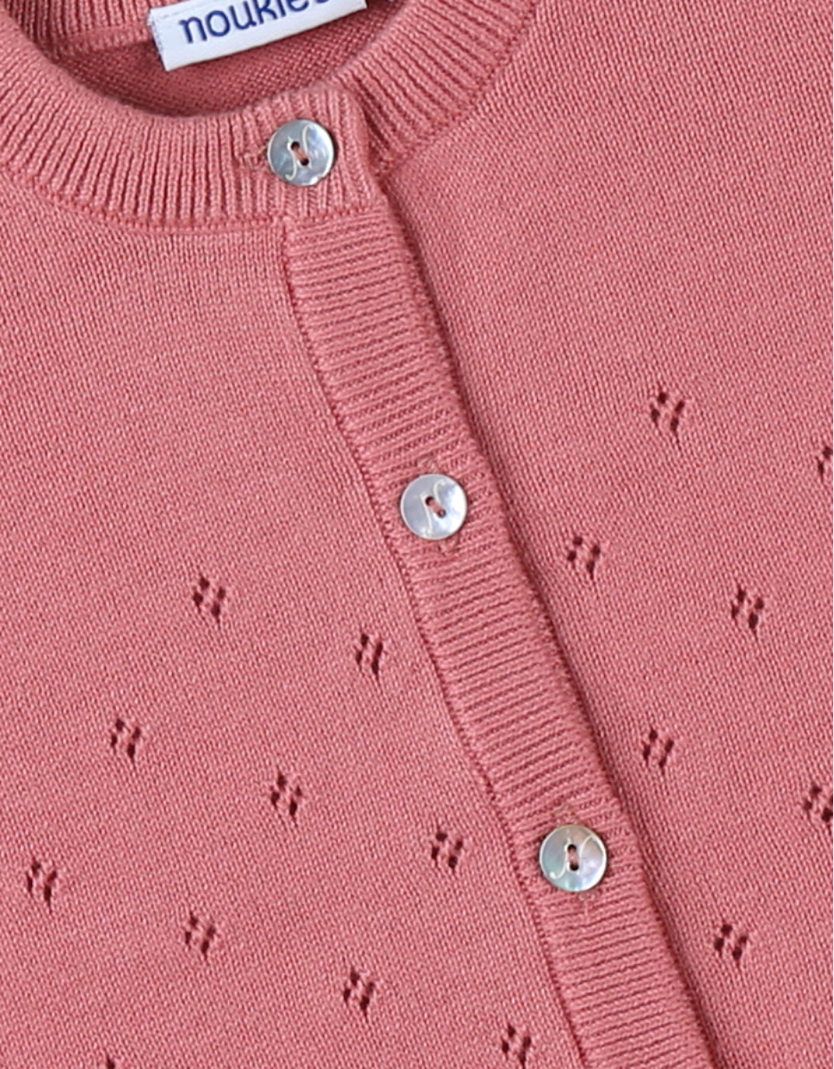Fijn gebreide cardigan, blush