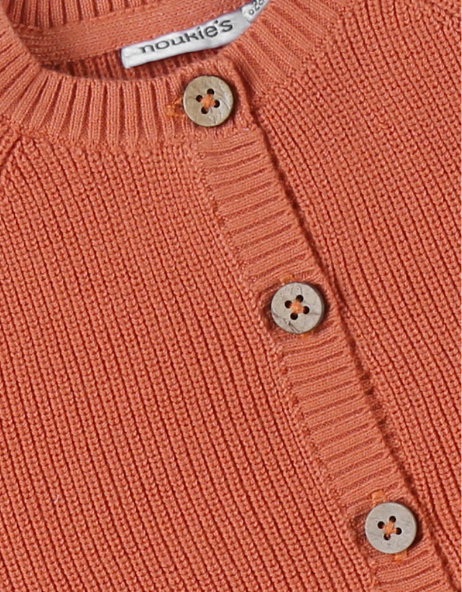 Fine knitted cardigan, terracotta