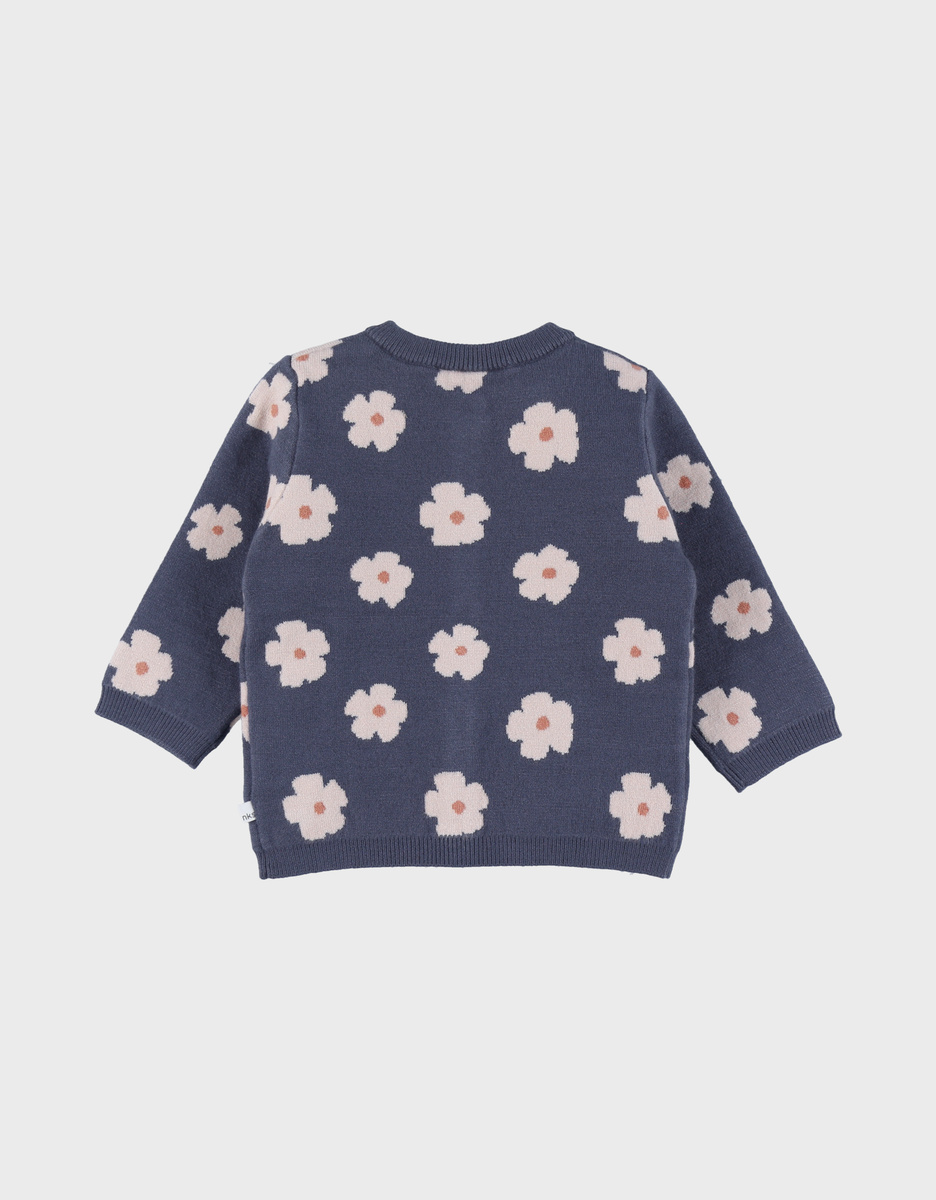 Knit cardigan with blue flowers
