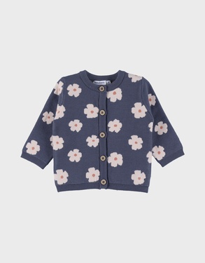 Knit cardigan with blue flowers
