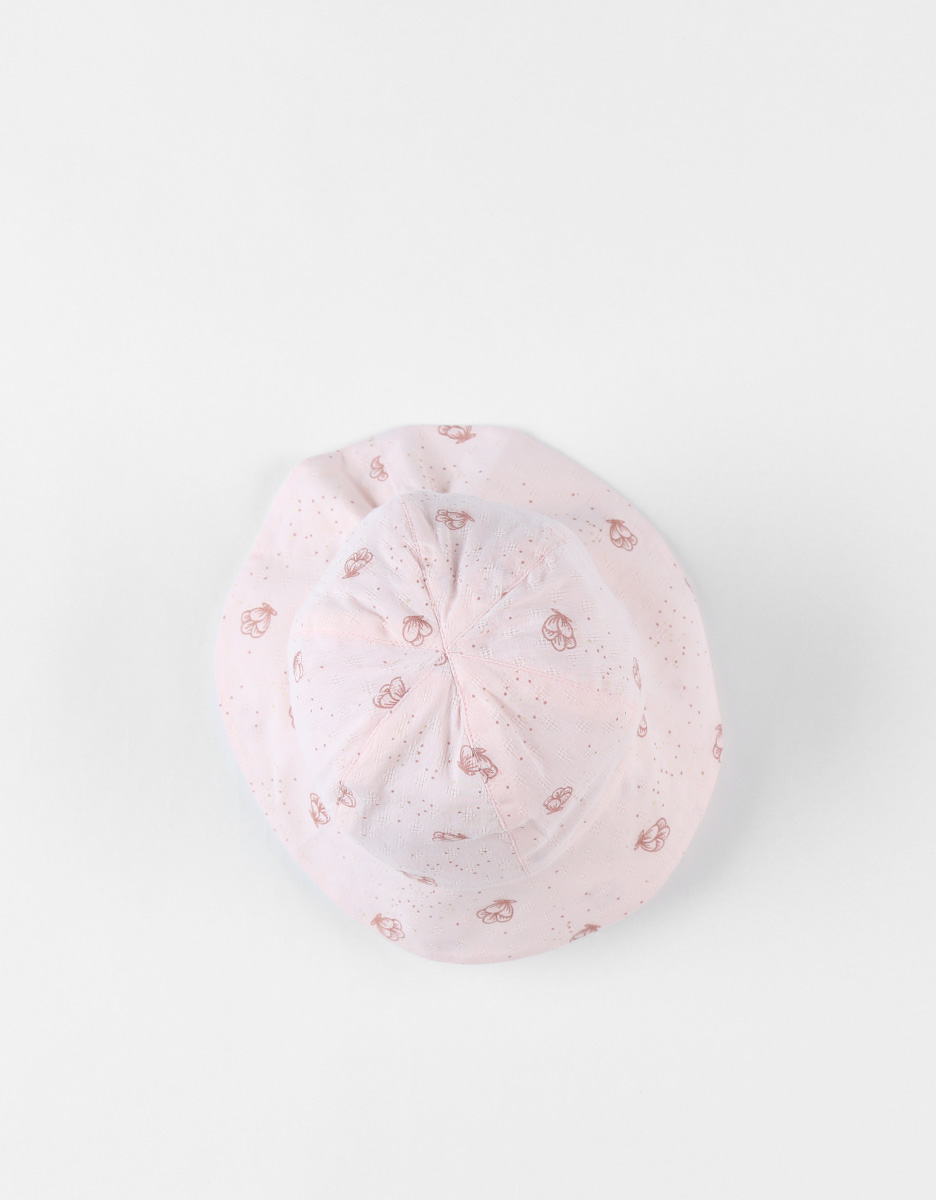 Floral print hat, light pink