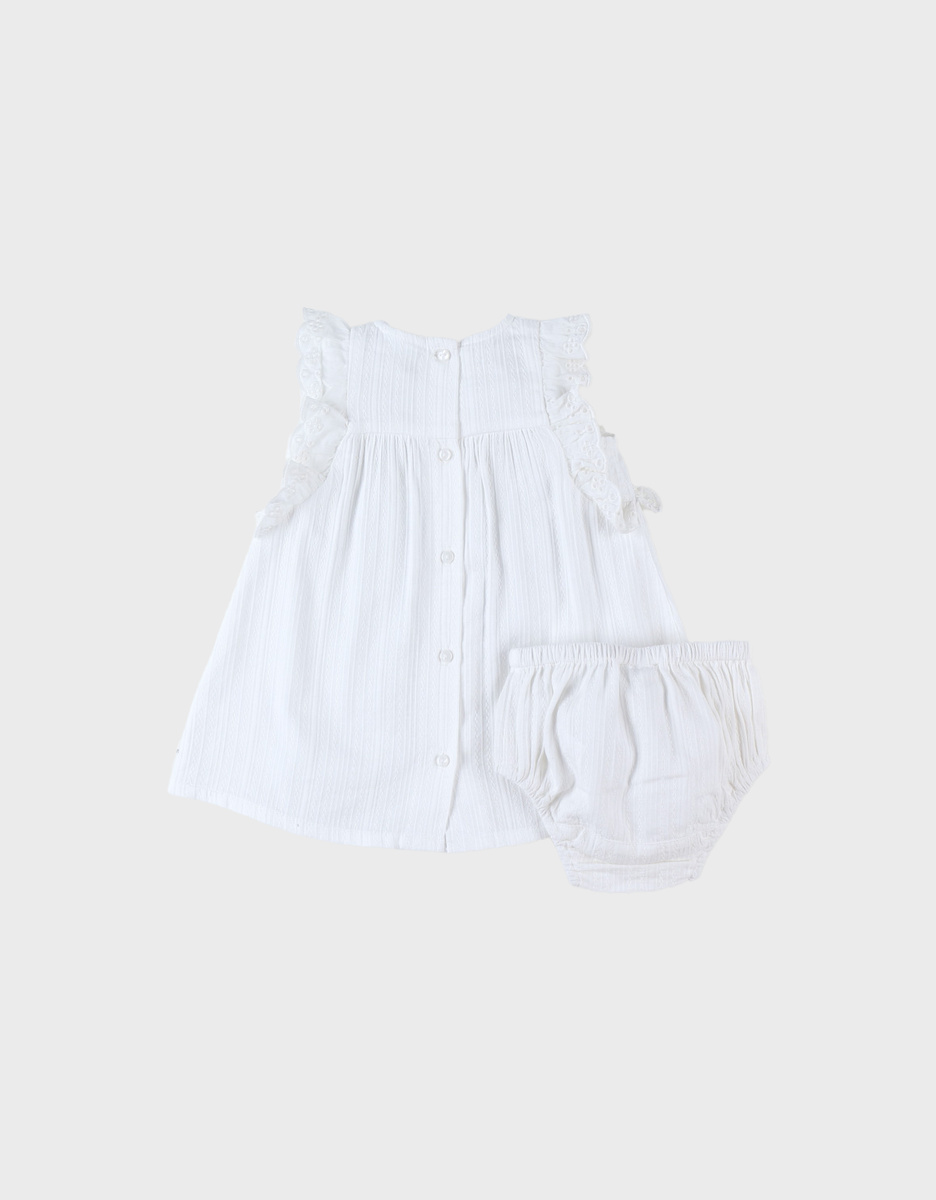 Set ceremonie jurk + luierbroekje, ecru