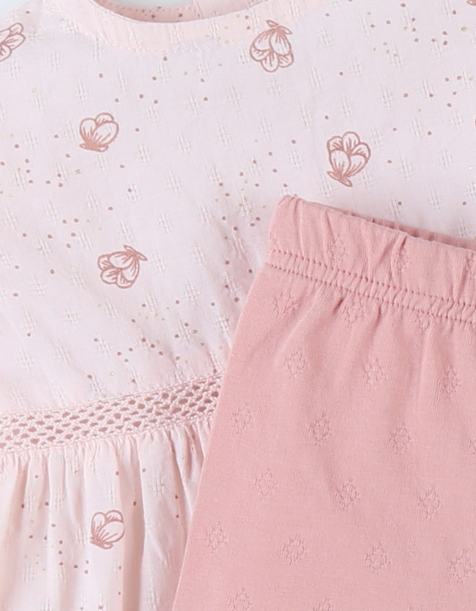 Set ceremonie jurk + legging, lichtroze/blush
