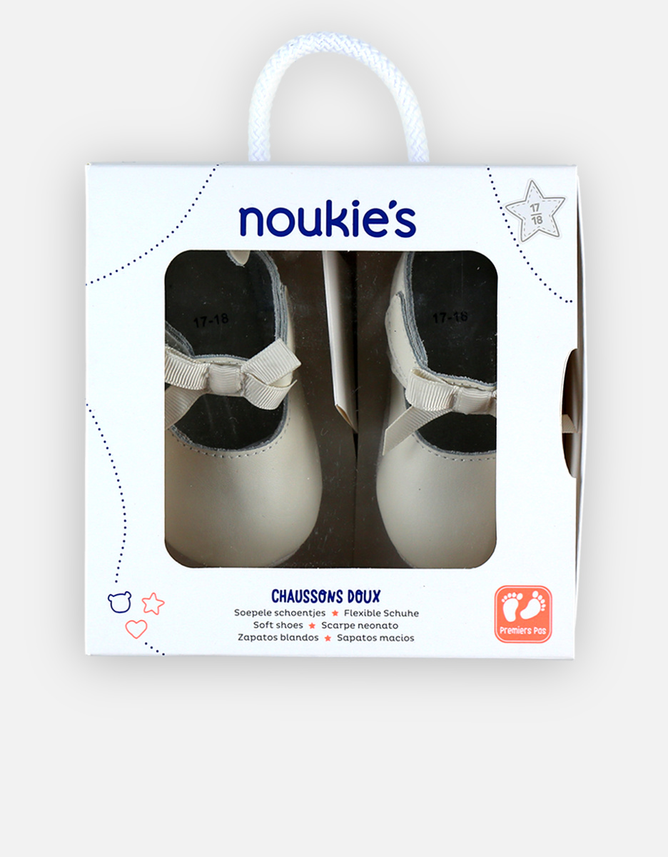 Chaussons en cuir, écru
