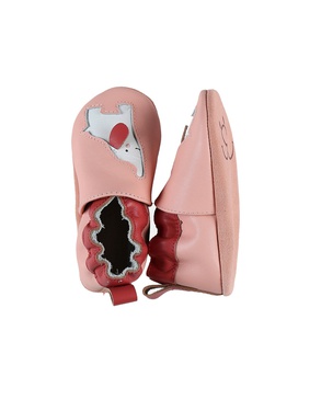 Pink leather elasticated elephant slippers