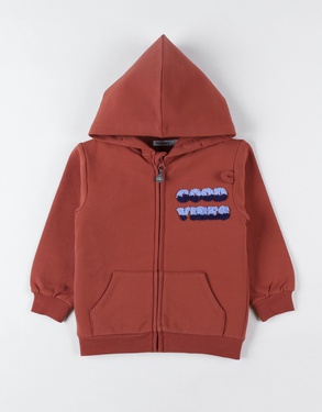 Zipped hoodie, brick red