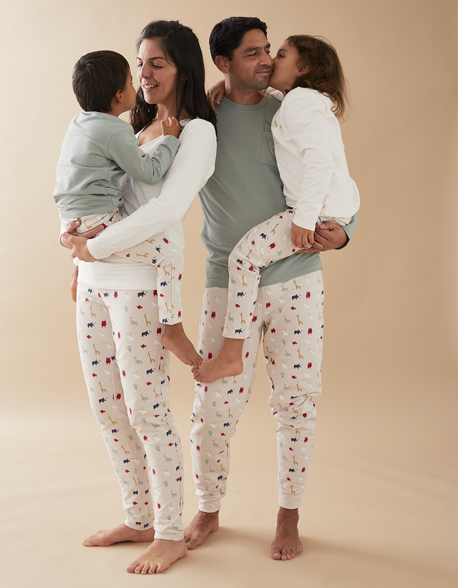2-delige pyjama voor papa's, aqua/beige