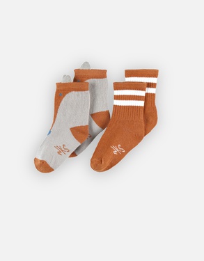 Set with 2 pairs of socks, beige/caramel
