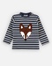 Organic cotton fox striped t-shirt, grey and camel