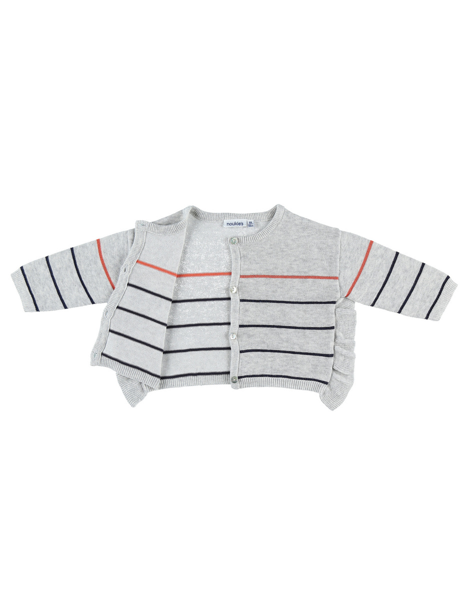 Cardigan Rayé Tricot Gris