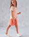 Bi-material muslin dress with short sleeves