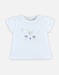 Off-white t-shirt with short sleeves and a cat