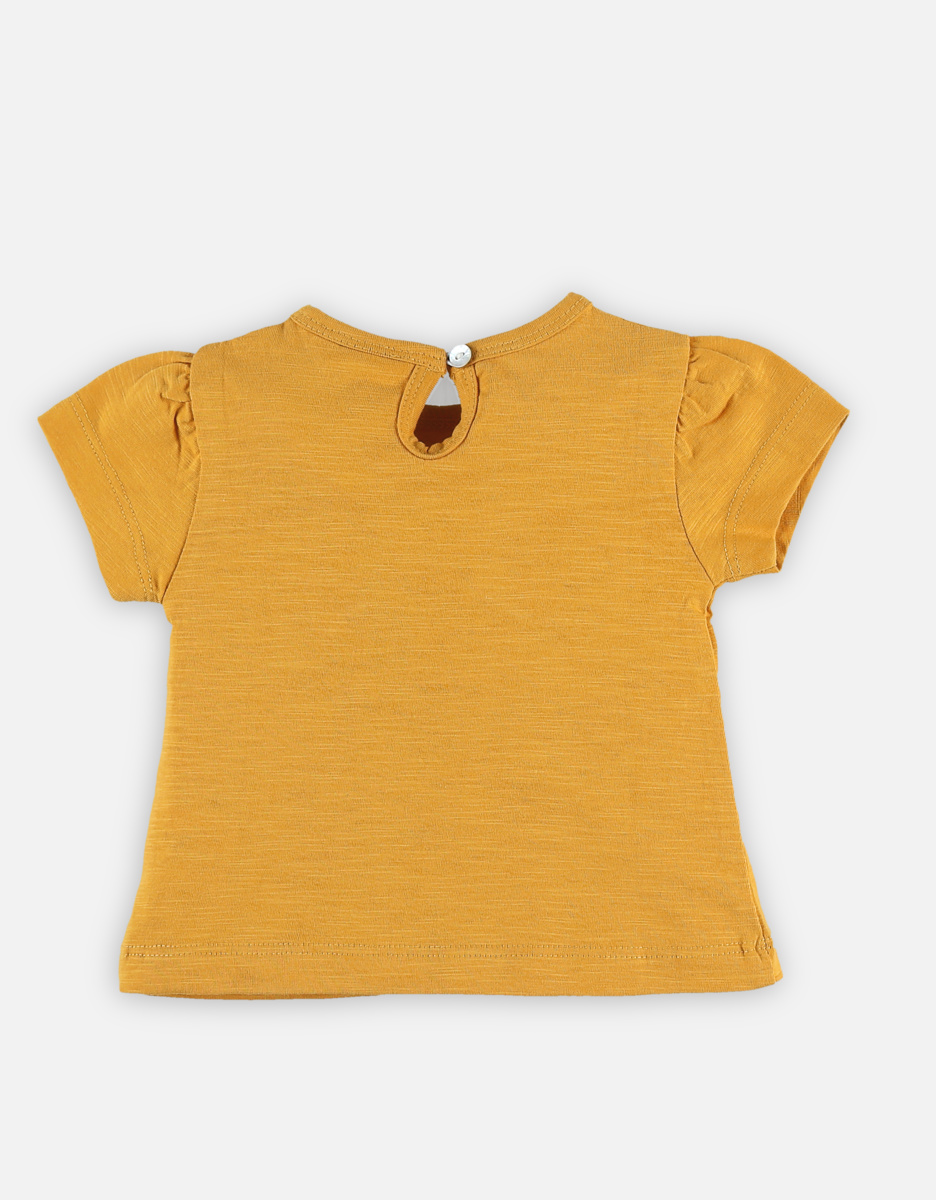 T-shirt manches courtes jaune avec chat