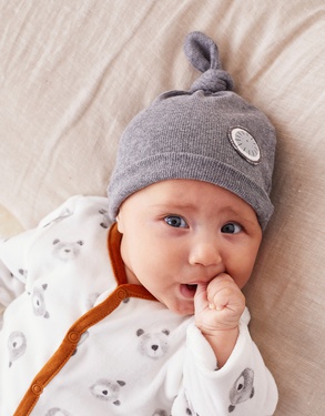 Set bonnet et moufles en coton BIO, gris