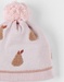 Bonnet poires en tricot, rose clair/caramel