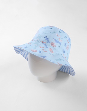 Reversible hat with animal print, navy blue