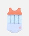 Floating suit with prints, orange/light blue