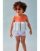 Floating suit with prints, orange/light blue