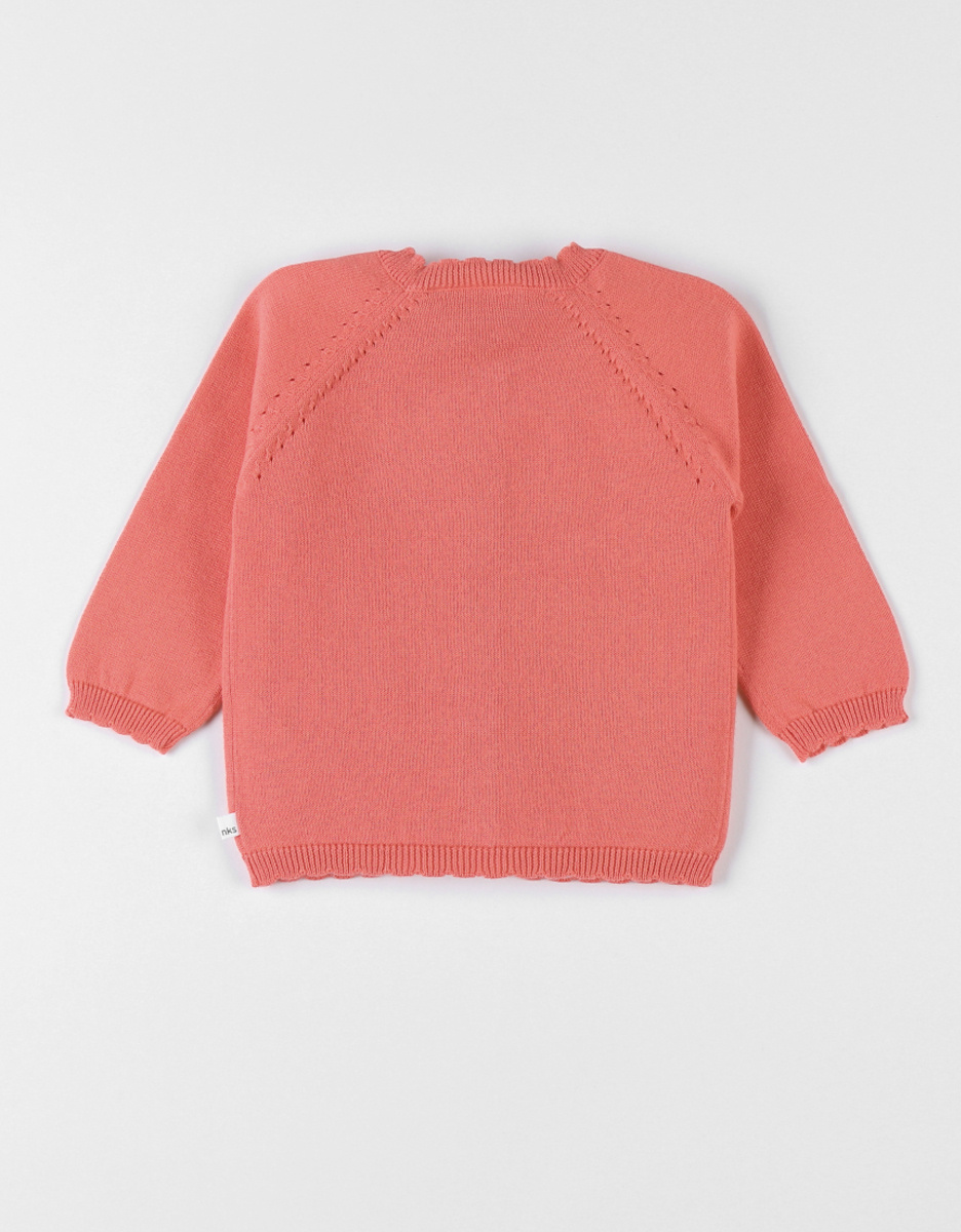 Cardigan en tricot fin, rouge corail