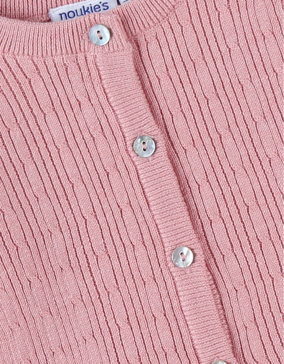 Cardigan en tricot tressé, rose foncé