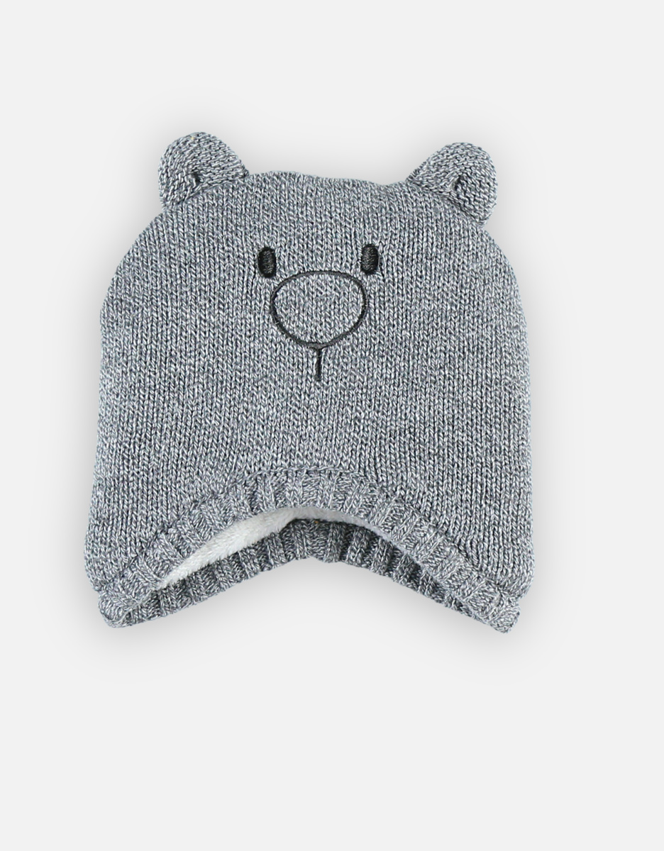 Knitted trapper hat, grey