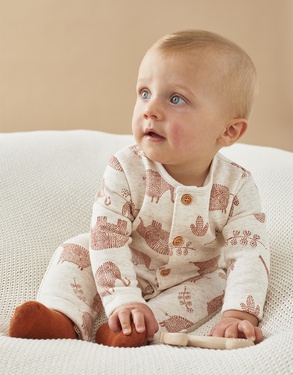 Jumpsuit with elephant print, beige/caramel
