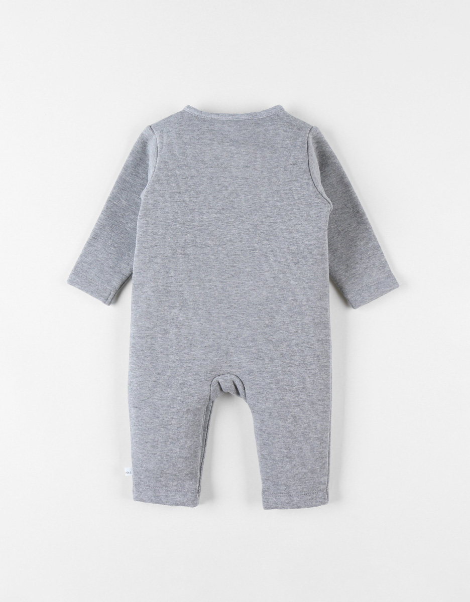 Onesie with lion, mottled grey