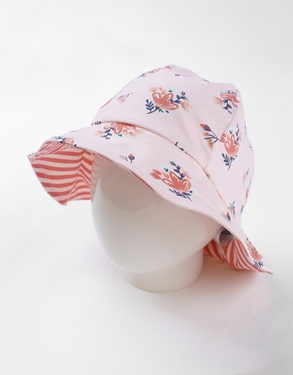 Omkeerbare hoed met bloemenprints, lichte roze/terracotta
