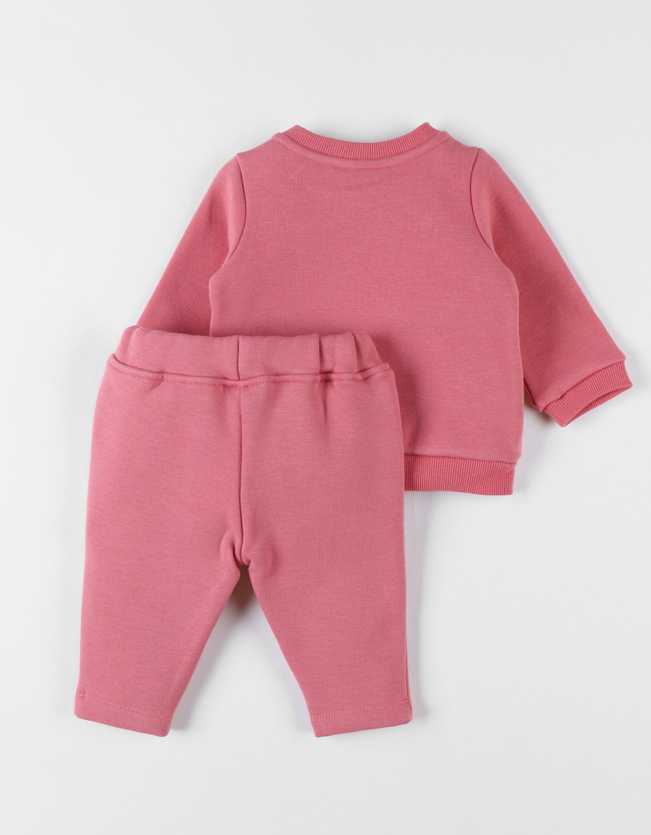 Set met sweater met luipaard + jogging, framboze/lovertjes