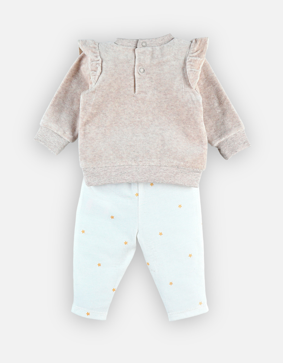 Set pull + jogging, beige/blanc