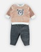 Sweater + joggingbroek set, grijs/caramel