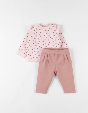 Set with sweater + sweatpants, speculoos/light pink