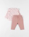 Setje met sweater + joggingsbroek, speculaas/lichtroze