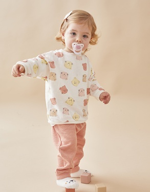Set sweat + jogging en coton BIO, corail