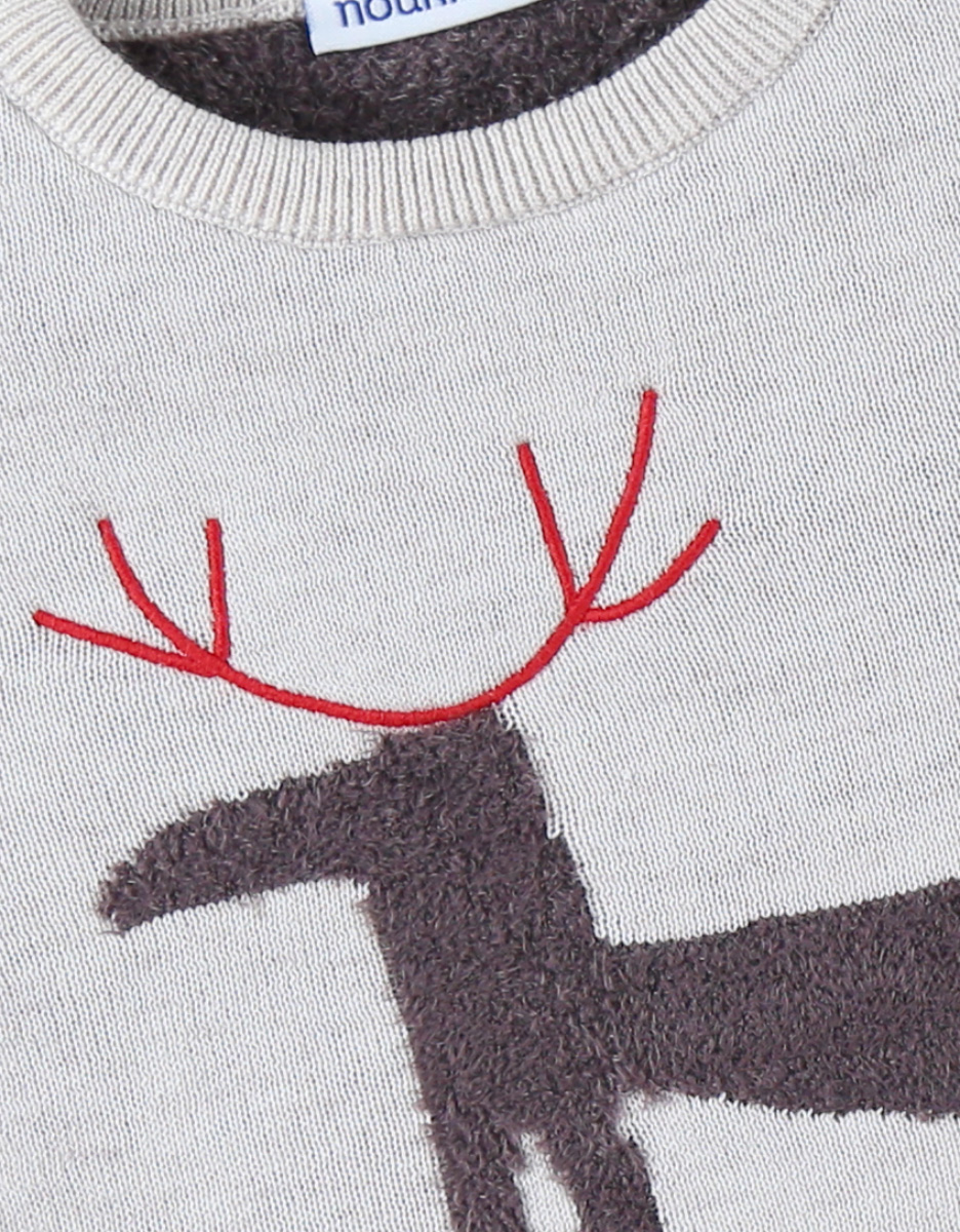 Kersttrui uit tricot, gemêleerd beige