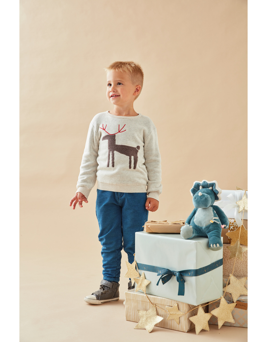 Kersttrui uit tricot, gemêleerd beige