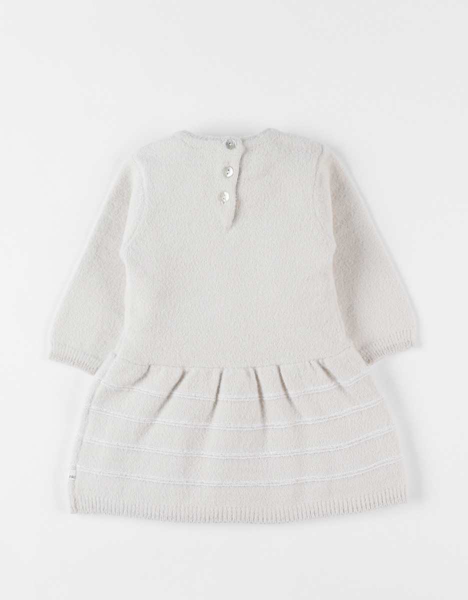 Knitted dress with rabbit, mottled beige