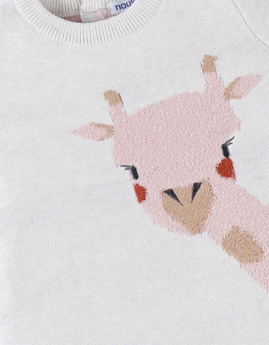 Dress with giraffe, mottled beige/pink