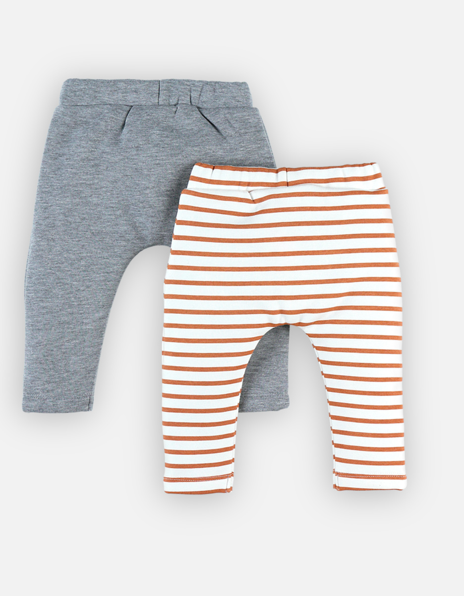 Set of 2 sweatoloudoux pants, grey and white/caramel