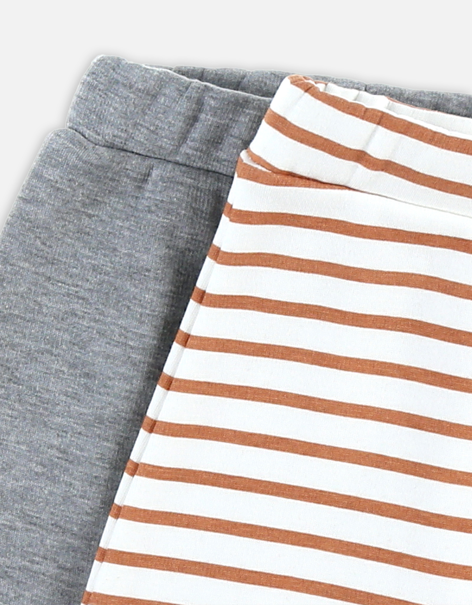 Set of 2 sweatoloudoux pants, grey and white/caramel