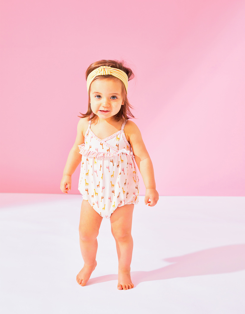 Maillot rose girafes
