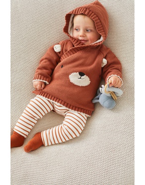 Knitted jacket with bear, caramel