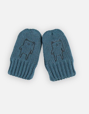 Knitted mittens, dark blue