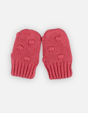 Knitted mittens, dark pink