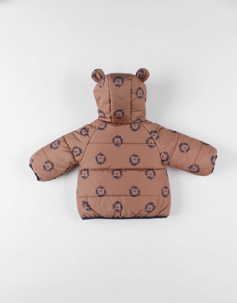 Veste déperlante lion doublée de Groloudoux, caramel/bleu marine